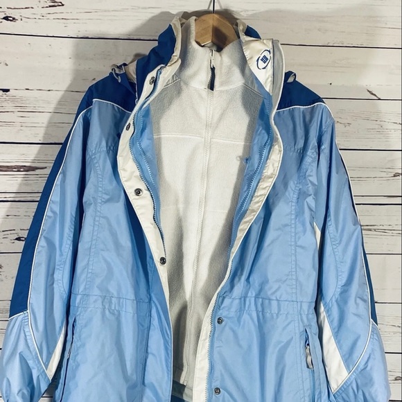 Columbia Vertex Hooded Ski Jacket Winter Small Blue 2 In 1 Snow Sports Warm - Picture 4 of 15